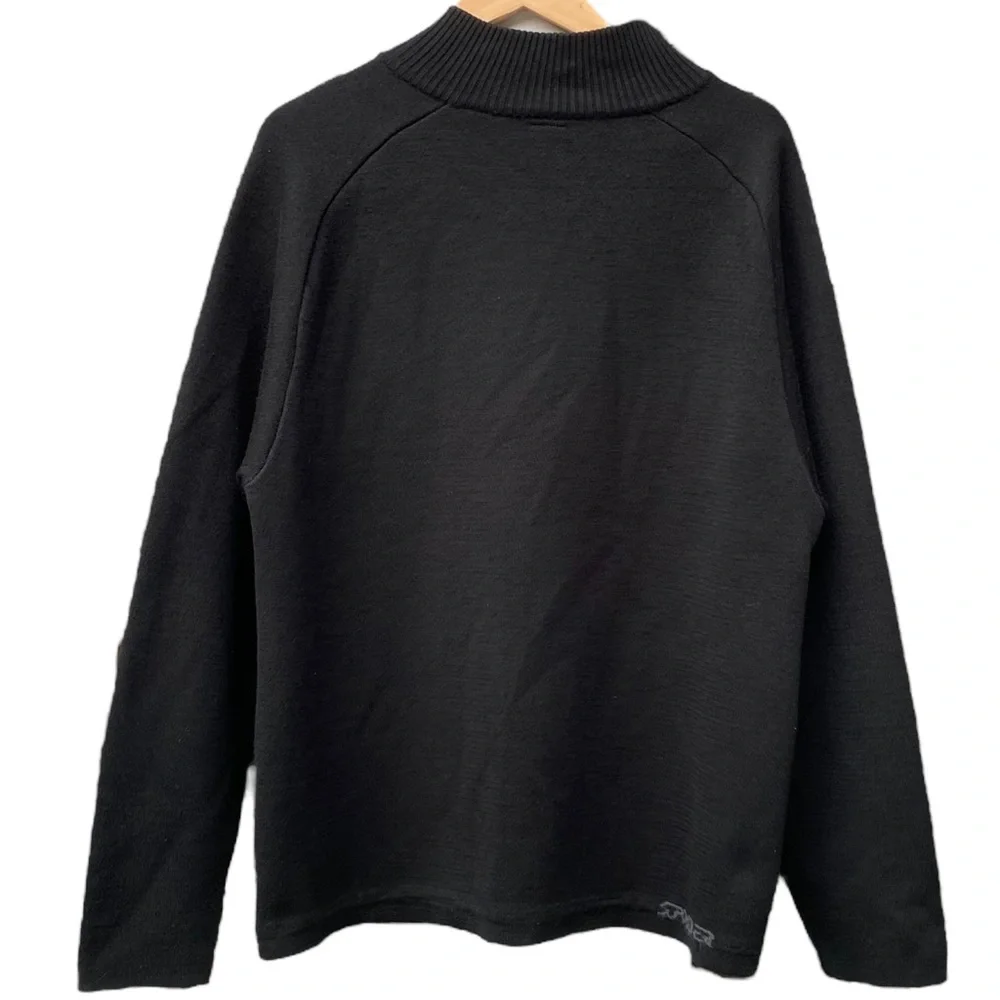 Spyder Sweater Men's Black Wool Blend 1/4 Zip Pullover Ribbed Size Large - Picture 3 of 8